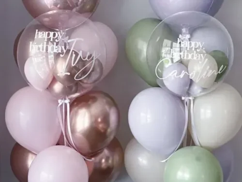 Premium Rose Gold and Purple OrbzBubble Balloons bouquet