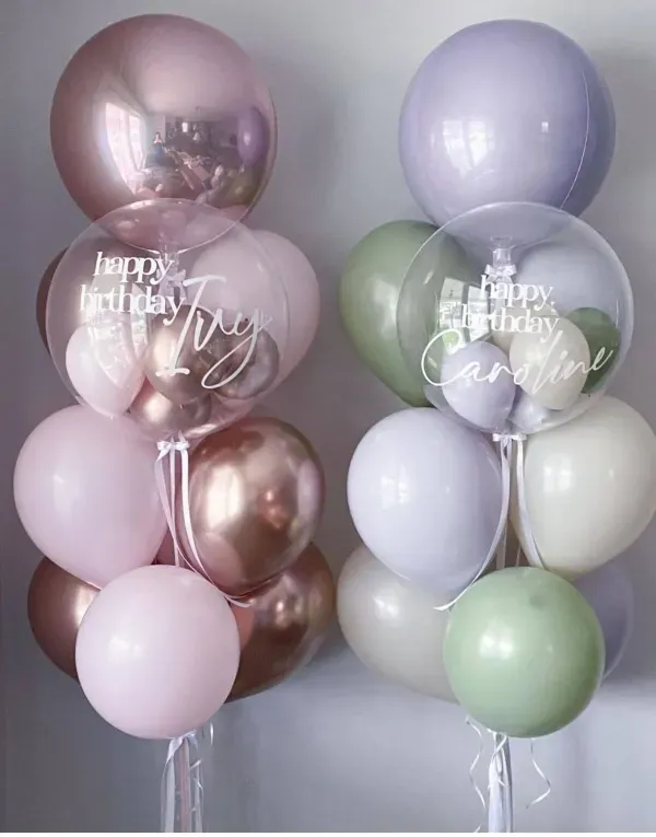 Premium Rose Gold and Purple OrbzBubble Balloons bouquet Black with Gold Chrome Balloon Bouquet