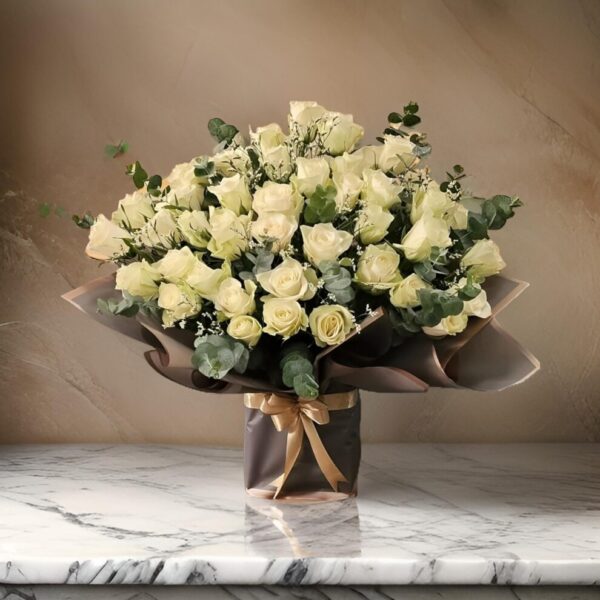 White Rose Bouque Charming Purity Bouquet