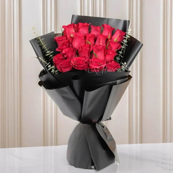 Red Roses in Black Wrapping