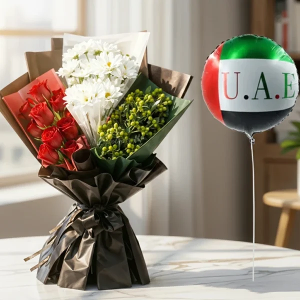 UAE Pride Combo – Bouquet + Helium Balloon